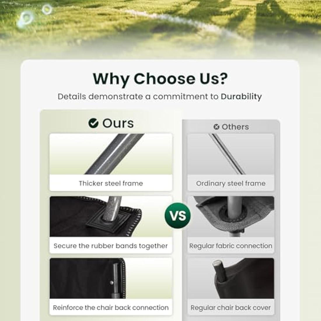 ALPHA CAMP Set of 2 Camping Chairs for Adults Folding Chair Outdoor with Cup Holder Heavy Duty Camping Chairs with High Back Up to 160kg, Lightweight And Portable