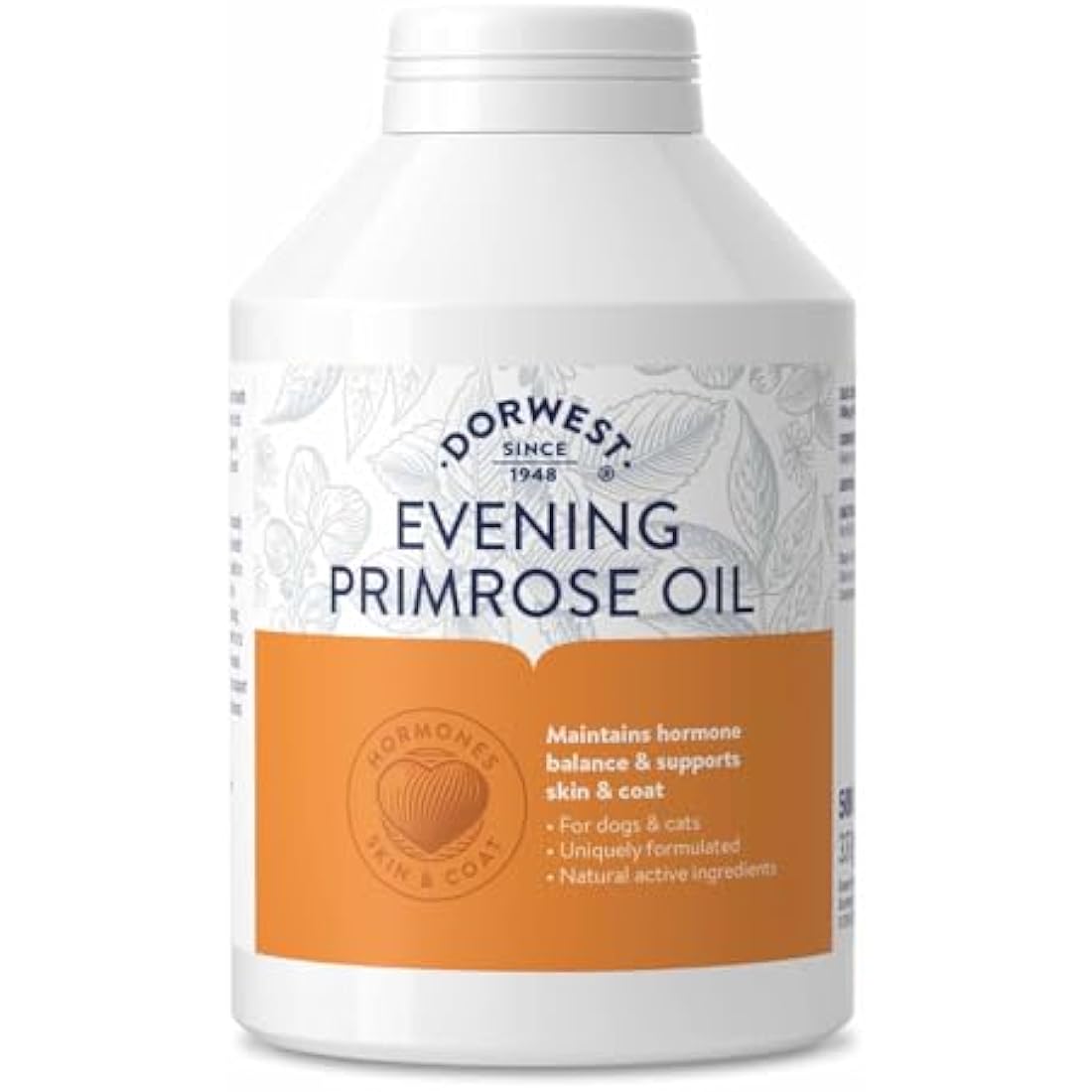 Dorwest Herbs Evening Primrose Oil Capsules for Dogs and Cats 500 Capsules