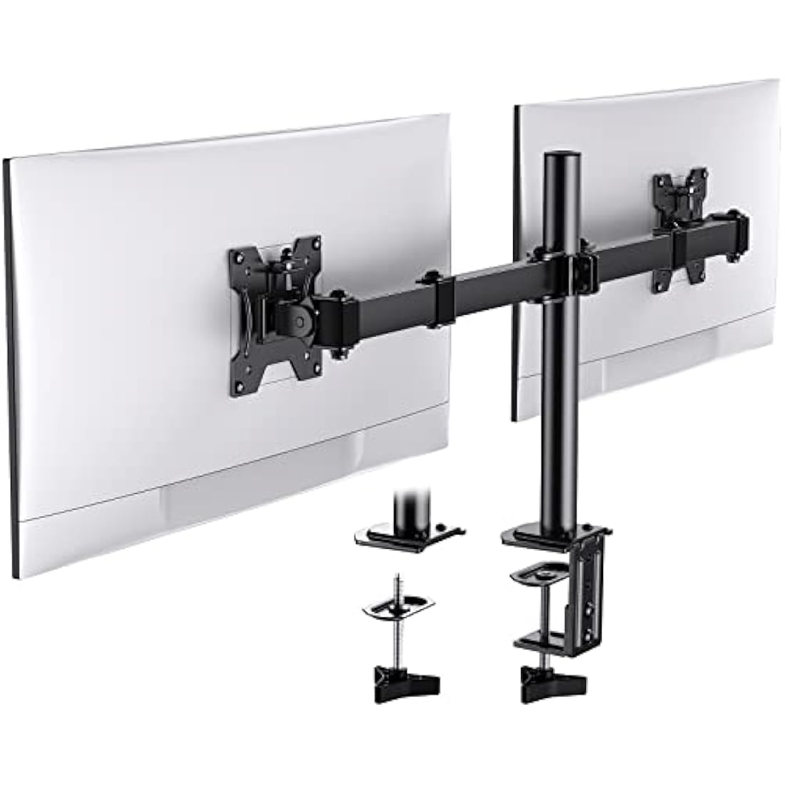 HUANUO Dual Monitor Stand for 13-30 Inch Screens, Adjustable Dual Monitor Arm with Tilt Swivel Rotate,10KG per Arm, Double Computer Sceren Stand Fit 75 100 VESA Mount