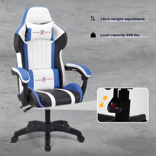 T-THREE.Ergonomic Leather Gaming Chair Height Adjustable with Headrest and Lumbar Support(Orange)