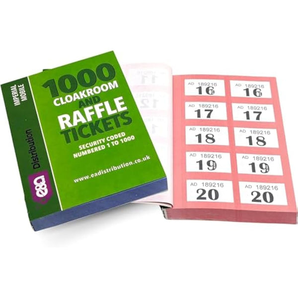 4 x Books of Cloakroom and Raffle Tickets - 1 -1000 Tombola Draw Numbered Charity Events Prize Draw Lucky Draw