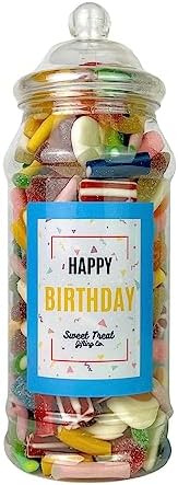 Happy Birthday Pick n Mix Sweet Jar Classic Retro Pick and Mix Jar 24cm x 9cm 650g Sweet Treat Gifting Co.