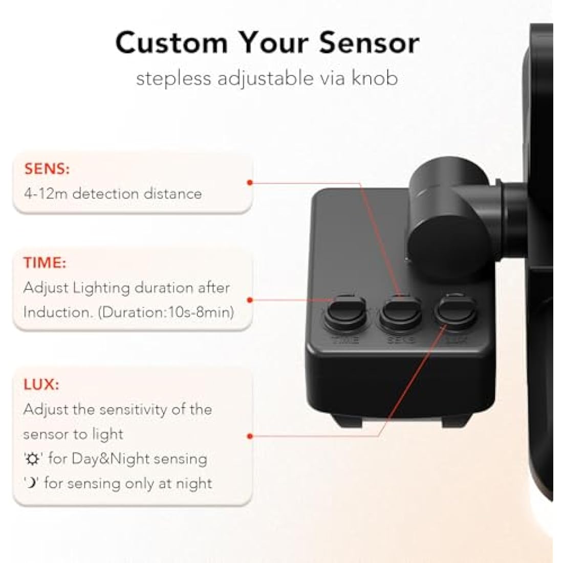 OREiN Outdoor Lights, Security Lights Outdoor Motion Sensor 24w 2800lm, Warm/Nature/Cool White Adjustable Flood Light, IP65 Waterproof Dusk to Dawn Outside Lights for Garden Driveway–Mains Powered