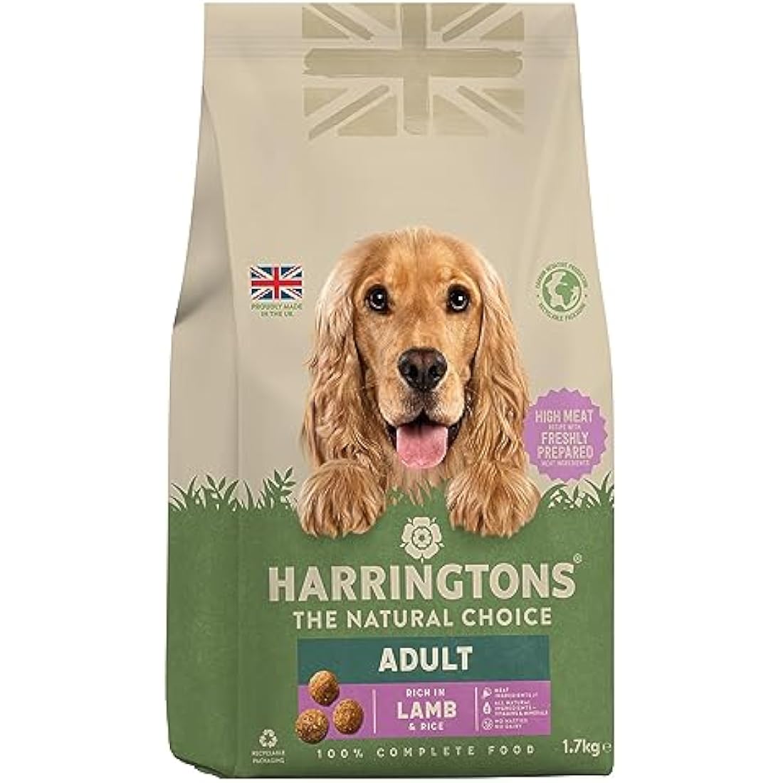 Harringtons Complete Dry Adult Dog Food Lamb & Rice 1.7kg (Pack of 4) - Made with All Natural Ingredients