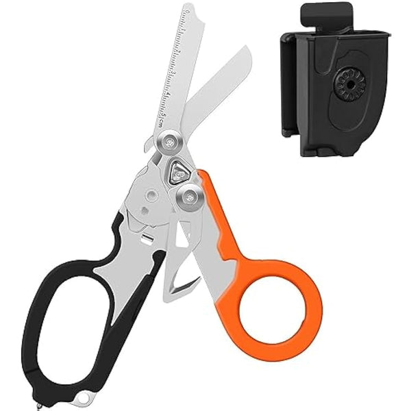 IMKRC Raptor First Aid Scissors, Tactical All-in-One Shears with Ring Cutter, Glass Breaker, Orange, Stainless Steel