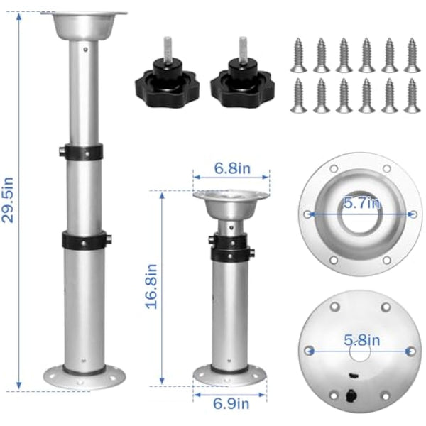 HWHongRV Campervan Table Leg Boat Table Pedestal 3 Levels Adjustable 17-28 Inch Height Range Aluminum Alloy Table Legs Stand Base Telescoping Mount Frame for Campervan Marine Boat Marine Yacht