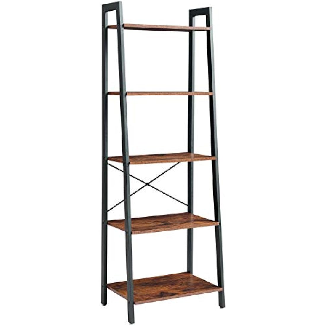 IBUYKE Ladder Shelf, 5-Tier Storage Organiser Shelves, 60x39.5x171cm, Plant Stand,Industrial Bookshelf, Living Room Bookcases, for Kitchen, Bedroom, Office TMJ017H-