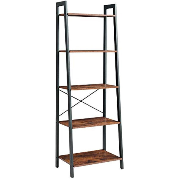 IBUYKE Ladder Shelf, 5-Tier Storage Organiser Shelves, 60x39.5x171cm, Plant Stand,Industrial Bookshelf, Living Room Bookcases, for Kitchen, Bedroom, Office TMJ017H-