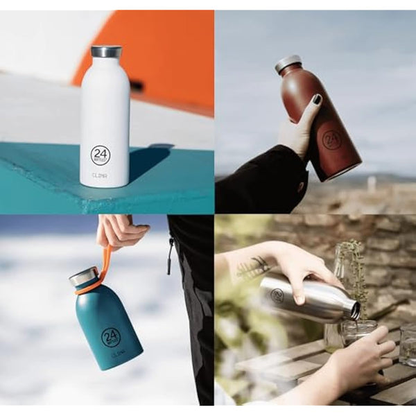 24Bottles Clima – Stainless Steel Water Bottle, Thermal Bottle 500 ml 12H Hot and 24H Cold, Ideal as a Gym, Children and Sports Bottle, 100% Airtight, Water Bottle Sustainable