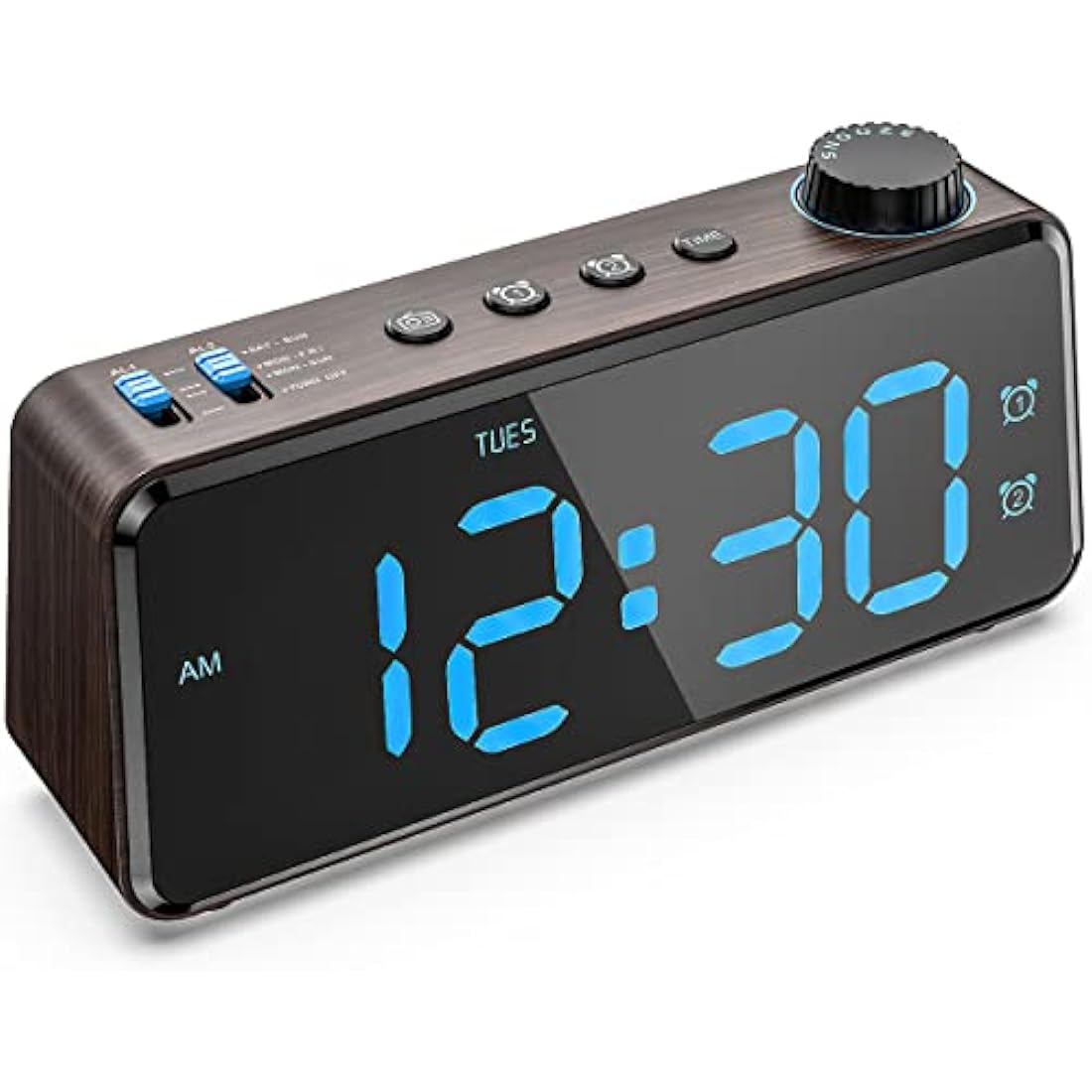 ANJANK Bedside Radio Alarm Clock - 0-100% Dimmer, Dual Alarm with Weekday or Weekend Mode, USB Charger, Easy to Set, Mains Power with Battery Backup, Large Display Easy to Read Across The Room
