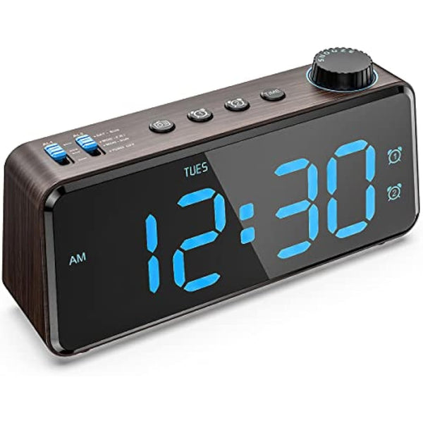 ANJANK Bedside Radio Alarm Clock - 0-100% Dimmer, Dual Alarm with Weekday or Weekend Mode, USB Charger, Easy to Set, Mains Power with Battery Backup, Large Display Easy to Read Across The Room