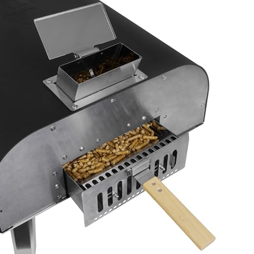 George Foreman Outdoor 12 Inch Wood Pellet Portable Wood Fired Pizza Oven Stainless Steel with Paddle and Carry Bag, BBQ Oven & Smoker, Foldable Legs GFWPPO1SSPC