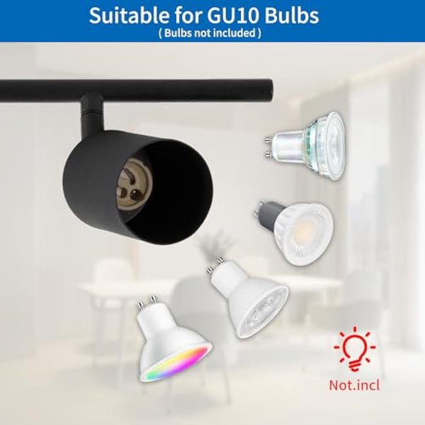 ANWIO 4 Black GU10 Spotlight Ceiling Lights,Bedroom Kitchen Lights Ceiling,GU10 Industrial Hallway Ceilings Light Fitting,Spot Light Bar Indoor Adjustable Light Ceilings Spot Lamp(EUS-EA190811-10)