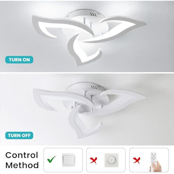 Dorlink LED Ceiling Light, 36W 3240LM Modern Design Ceiling Lighting, 3 Lights Living Room Ceiling Light Acrylic White Flower Fittings Ceilings for Bedroom, Kitchen, Dining Room 6500K Cool White