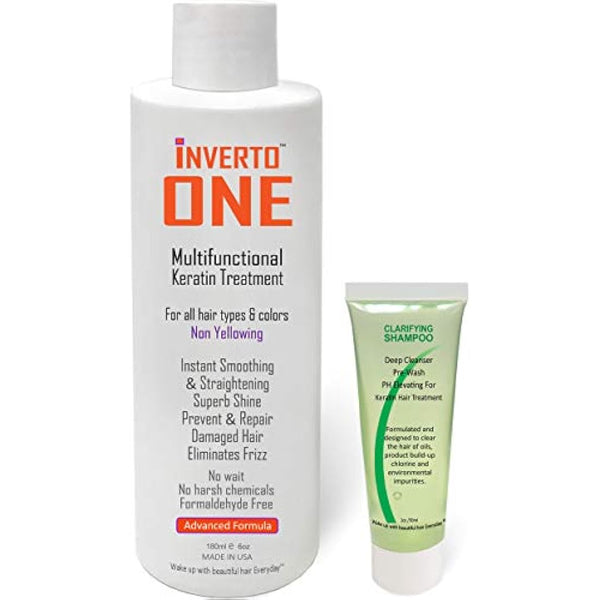 INVERTO ONE 180ml for Long Hair Complex Brazilian Keratin Hair Treatment Blowout Professional Results Straighten and Smooths hair Formaldehyde-Free Queratina Keratina Brasilera Tratamiento Keratin