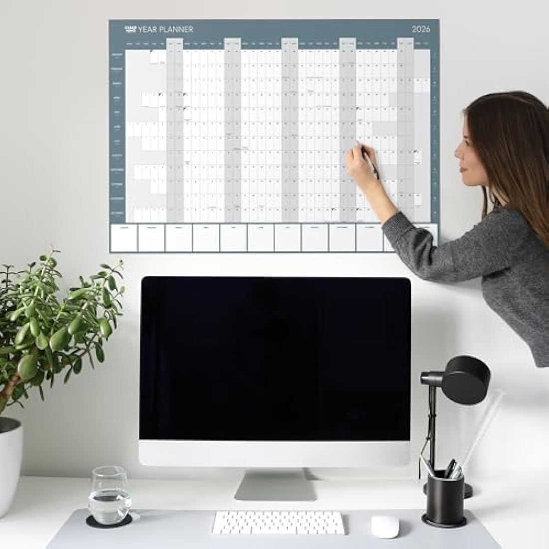 2026 Year Wall Planner by Clear Mind Concepts® - Large A1 (84.1 x 59.4cm) Calendar - Includes All Bank Holidays - Ideal for Home, Work, Students & Office - Delivered Rolled in a Tube