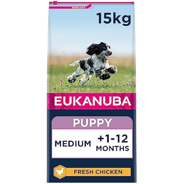 Eukanuba Complete Dry Dog Food for Puppy Medium Breeds with Fresh Chicken 15 kg