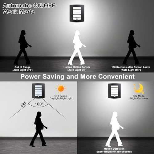 Allesgute Outdoor Wall Lights with PIR Motion Sensor, IP44 Waterproof Curved Outside Lights Mains Powered Black Wall Lamp for Porch, Front Door, Incl.12W E27 Bulbs Cool White 6000K