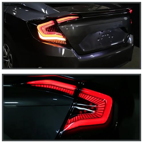 Archaic LED Rear Lights Compatible with 10th Honda Civic Type R Hatchback FK7 FK8 2016-2020, with Sequential Turn Signal, Animation DRL, Pair