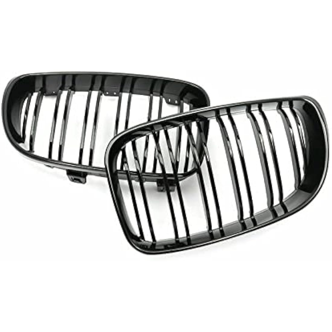 GSRECY Gloss Black Dual Slat Front Bumper Sport Kidney Grill Grille Compatible with BMW 2007-2013 1 Series E81 E82 E87 E88 Lci