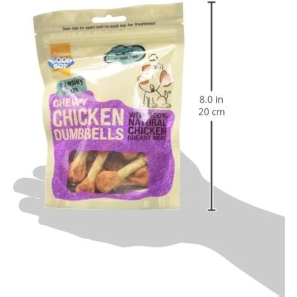 Good Boy - Chewy Chicken Dumbbells - Dog Treats - Made with 100% Natural Chicken Breast Meat - 100 g ℮ - Low Fat Dog Treats - Case of 8