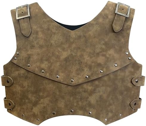 HiiFeuer Medieval Faux Leather Chest Armor, Retro Mercenary Knight Archer Body Armor, Adjustable Chest Armour for LARP Costume& Ren Faire
