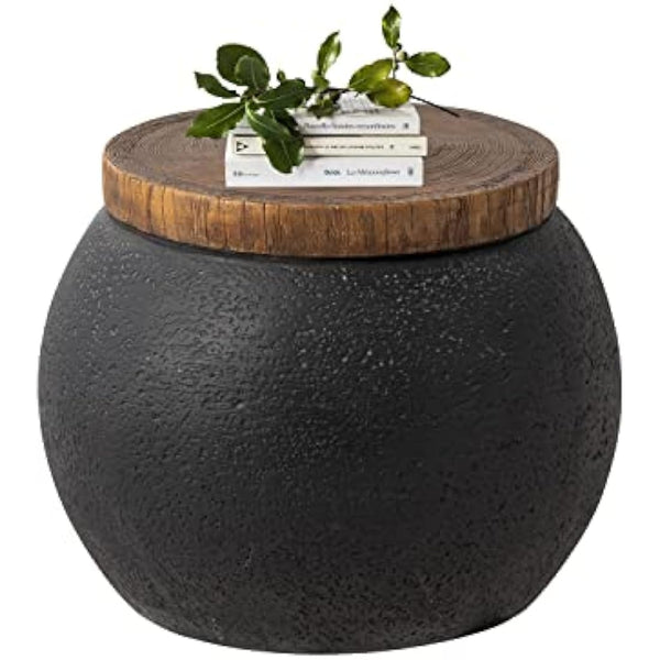 HOMPUS Side Table Modern Jar Shaped End Table, Home Décor Accent Nightstand for Living Room, Bedroom, Balcony or Outdoor, No Assembly