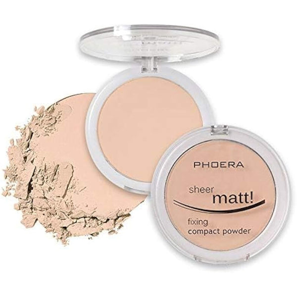 AQUAPURITY - PHOERA Sheer Matte Fixing Powder Makeup Base Fixer Setting Powder Foundation Fixing Compact Pressed Powder Long Lasting Make Up Fixer Skin Vitamin E Beauty Blender (202 Natural Beige…)