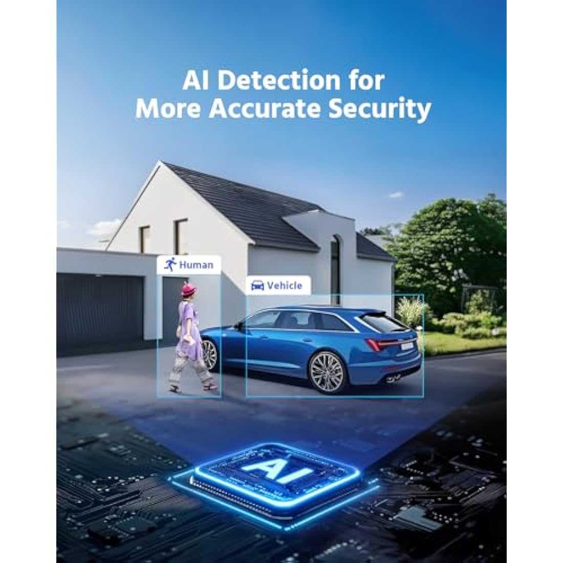 ANNKE 5MP PoE CCTV Camera Outdoor, 3K Super HD Security Camera with Human/Vehicle Detection & 100ft Night Vision, Compatible with Alexa, IP67 Weatherproof, MicroSD Slot