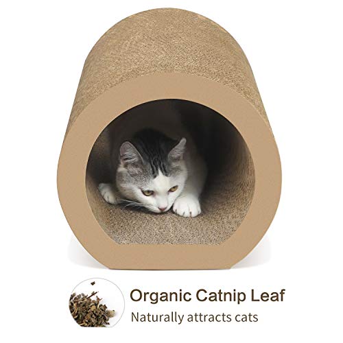 Aibuddy Cat Scratcher, Tunnel Cat Scratching Pad Bed Lounge with Catnip, Durable Cardboard & Construction (50 x 33x 30.5cm)