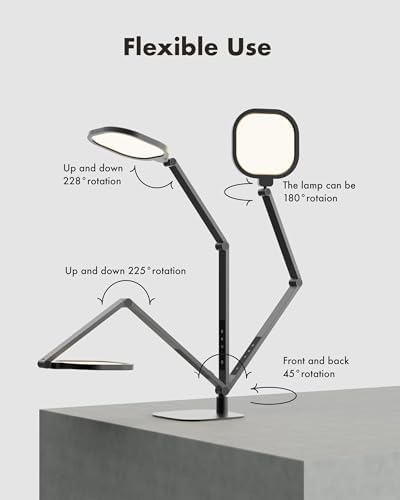 LitONES LED Desk Lamp with Swing Arm for Home Office, 1200LM Dimmable Desk Light for Study, Reading, Adjustable Table Lamp Task Light for Home Working, Desktop Lighting for Video Calls Streaming