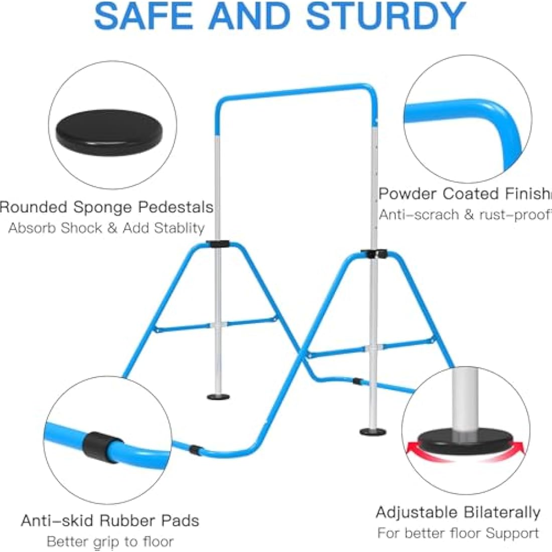 EVERYMILE Gymnastics Bars, Junior Training Kip Bar Gymnastics Equipment for Home,Adjustable Height Folding Horizontal Bar with Gymnastic Rings for Kid
