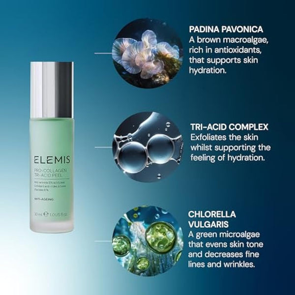 ELEMIS Pro-Collagen Tri-Acid Peel 30ml – Anti-Aging Resurfacing Treatment for Smoother, Radiant Skin – Powerful Exfoliating Facial for Youthful Complexion