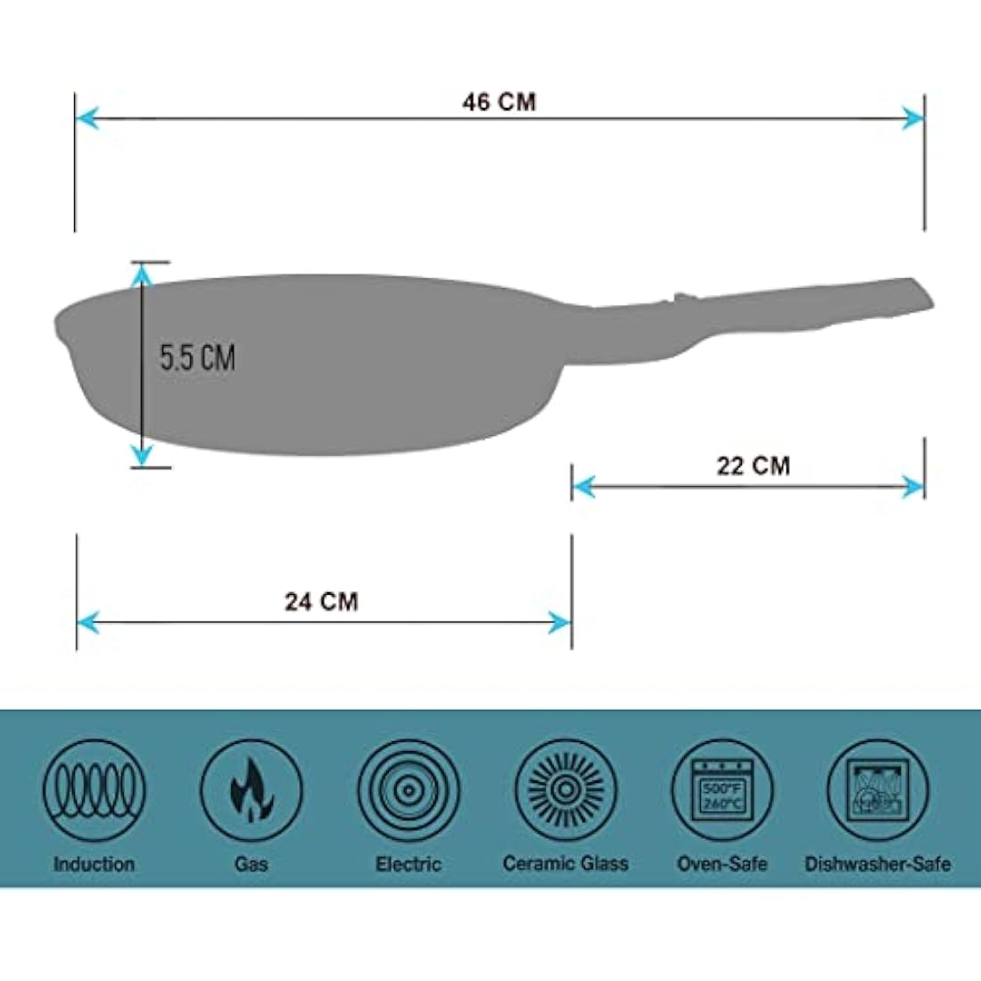 Frying Pans | Heavy Duty | Scratch Resistant | Detachable Handles | Induction, Gas, Electric Hobs Safe | Chemical Free Super Non-Stick |Ultimate Kitchen Cookware with Easy Cleaning