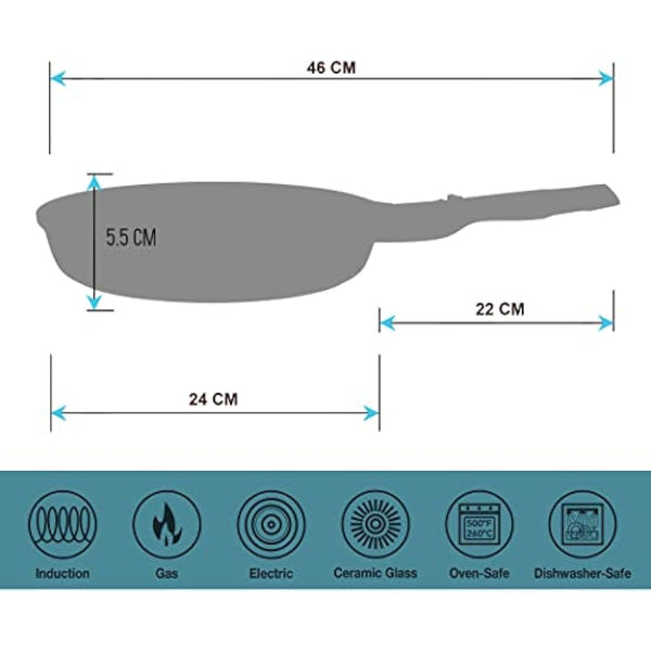 Frying Pans | Heavy Duty | Scratch Resistant | Detachable Handles | Induction, Gas, Electric Hobs Safe | Chemical Free Super Non-Stick |Ultimate Kitchen Cookware with Easy Cleaning