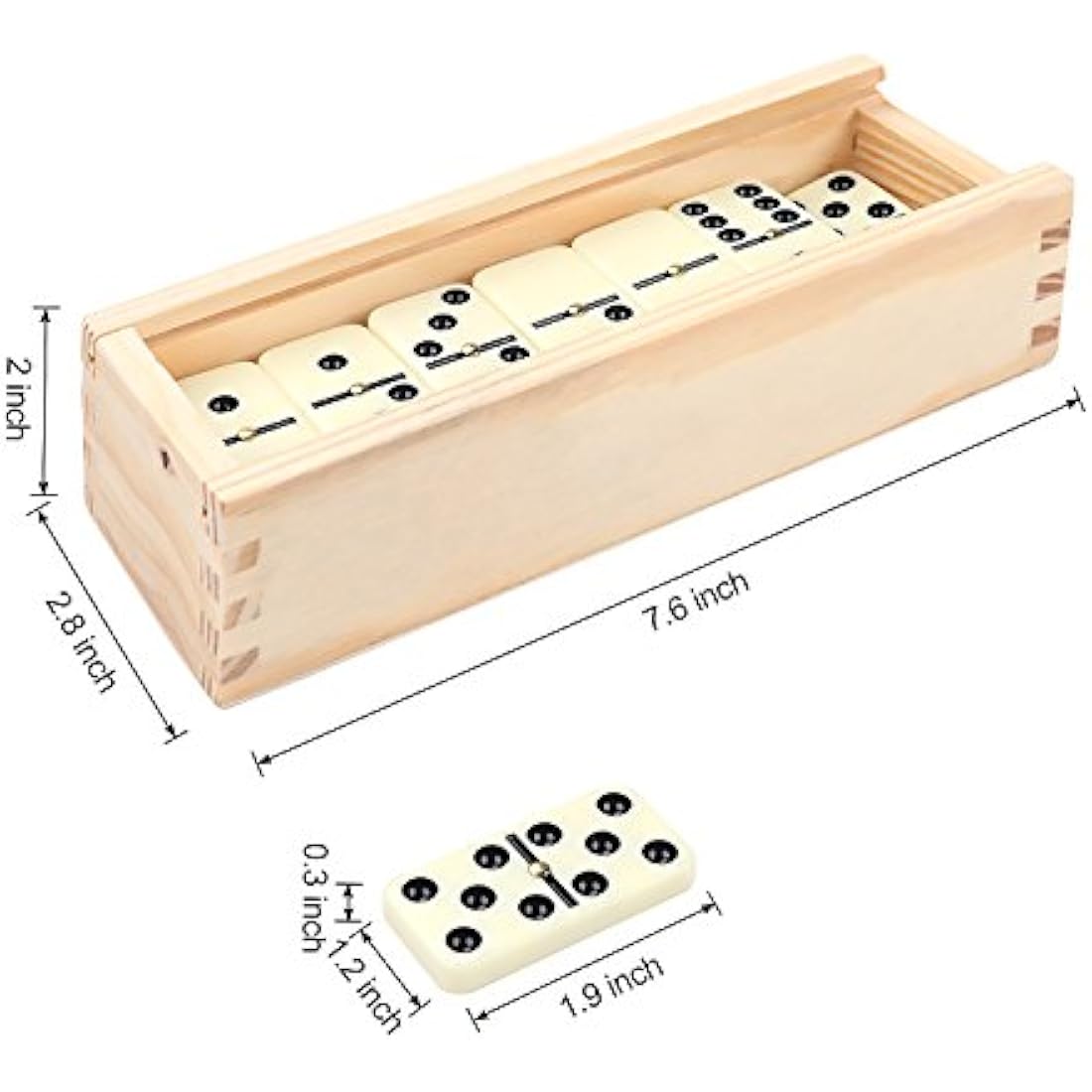Dominoes Set for Adults, Dominoes Set Double Six, Double 6 Professional Domino Tiles with Spinner in Wooden Box,28 pcs Domino Set 28 Tiles with Natural Wooden Case…