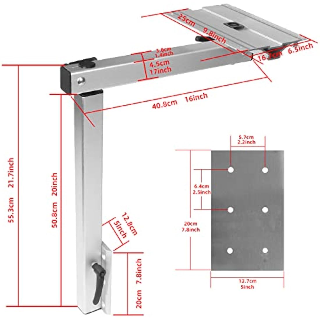 MARVIX Detachable 360 Swivel Table Leg System Adjustable Swing Out Table Base Bracket Support T5 T6 Campervan Caravan Motorhome Boat