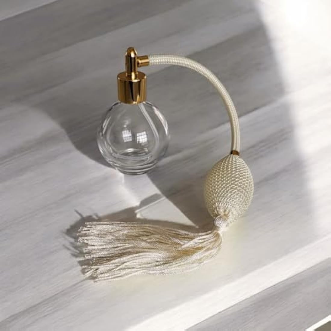 Ivory Tassel 78ml Classic Round Perfume Bottle Atomizer, Filling Funnel & Gift Box Included (GF)