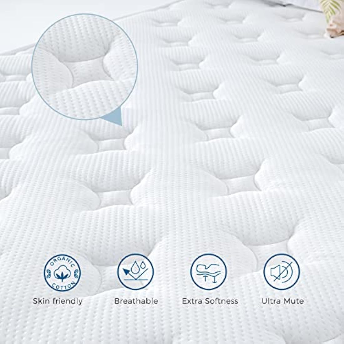 Inofia Single Mattress 3FT,9 Inch Memory Foam Pocket Sprung Mattress,Edge Support & Motion Isolation,Zoned Support Hybrid Firm Mattresses Sapphire Collection(90x190x23cm Firm)
