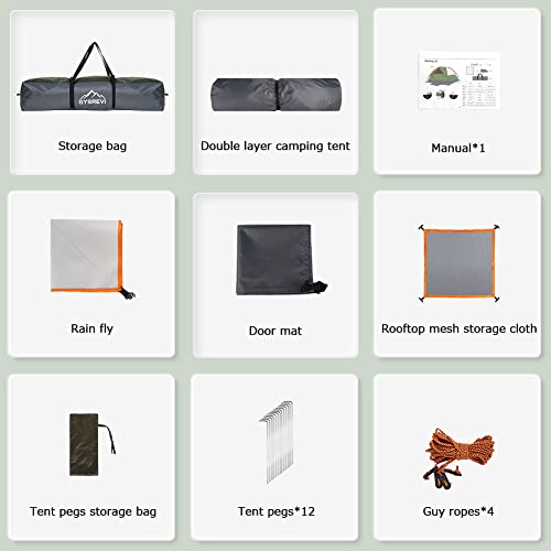 Gysrevi Camping Tent, 3 Man Instant Pop Up Tent Waterproof, Large Double Layer Automatic Dome Tent, Outdoor Backpacking Tents for Camping