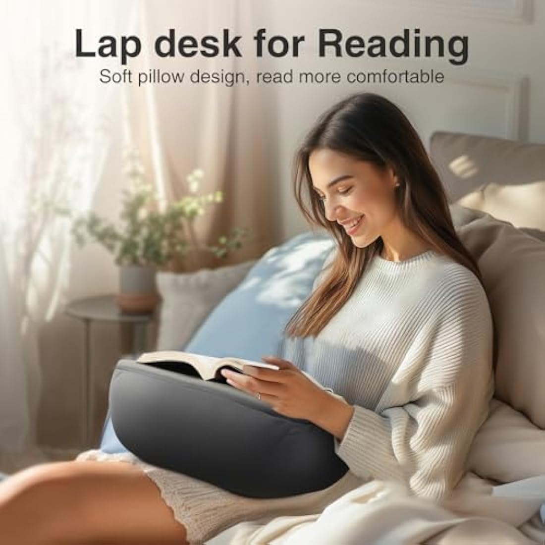 elitehood Book Stand, Comfortable Pillow Book Holder for Reading in Bed, Bed Book Lap Holder with Pillow Pad for Hand Free - Minimize Neck Strain & Perfect Idea for Book Lovers in Anywhere