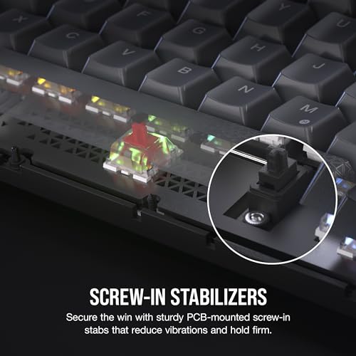Corsair K65 PLUS WIRELESS 75% RGB Hot-Swappable Mechanical Gaming Keyboard – Pre-Lubricated MLX Fusion Tactile Switches – Dual-Layer Sound Dampening – PBT Keycaps – QWERTY UK – Black