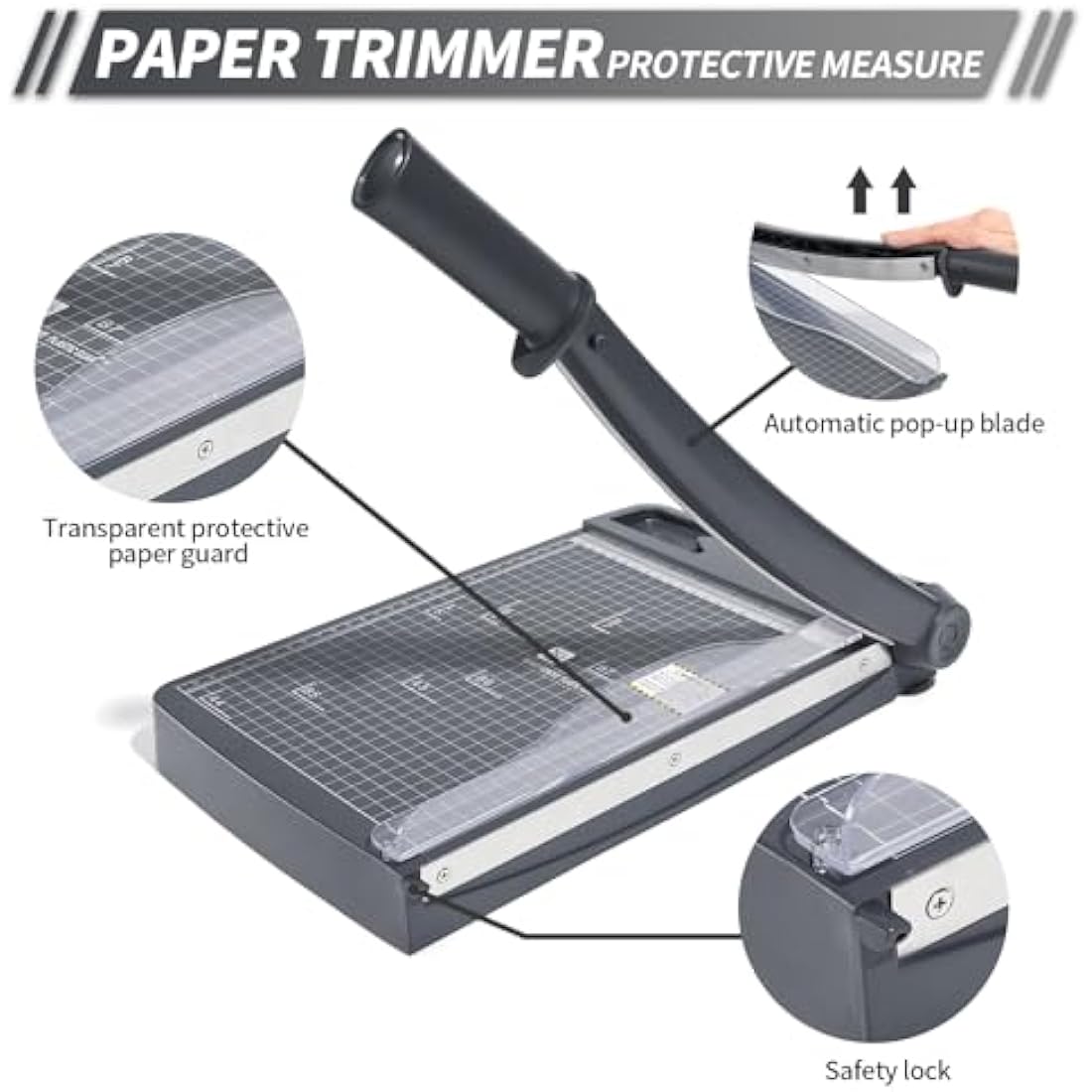 JIELISI Guillotine Paper Cutter Cutting Performance up to 12 Sheets,12 Inch Cut Length Heavy Duty Guillotine Paper Trimmer with Safety Guard and Blade Lock