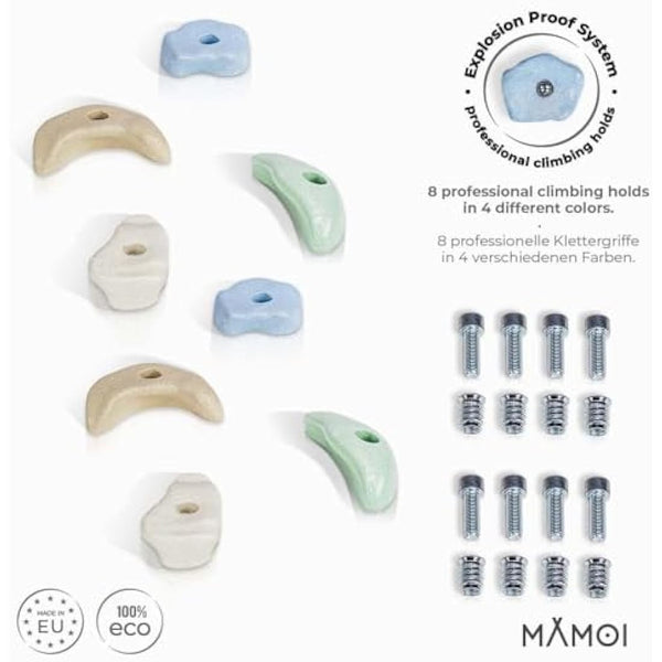 MAMOI® Climbing wall holds for kids 4/8 pcs | Climbing stones | Climbing holds for kids | Kids Climbing Holds | Rock Climbing Holds | Climbing Wall Holds | Climbing Holds for Wall | Made in EU