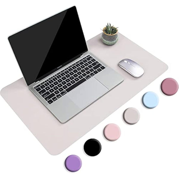 YSAGi Non-Slip Desk Pad, Waterproof PVC Leather Desk Table Protector, Ultra Thin Large Mouse Pad, Easy Clean Laptop Desk Writing Mat for Office Work/Home/Decor (60 x 35 cm, Gray)