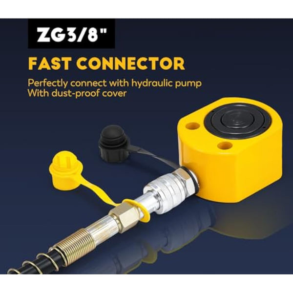 CGOLDENWALL Hydraulic Cylinder Ram 20T, Stroke 30mm, Body Height 57mm, Effective Area 11.3cm², for Bridges/Building/Machinery Industries (DFPY-20T)