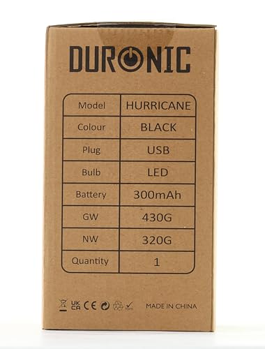 Duronic Camping Lantern Rechargeable LED Camping Light Hurricane, 5W Wind Up Flashlight Torch Lanterns for Hiking, Wind-up Emergency Light with 3 Light Modes for Outdoor Activities