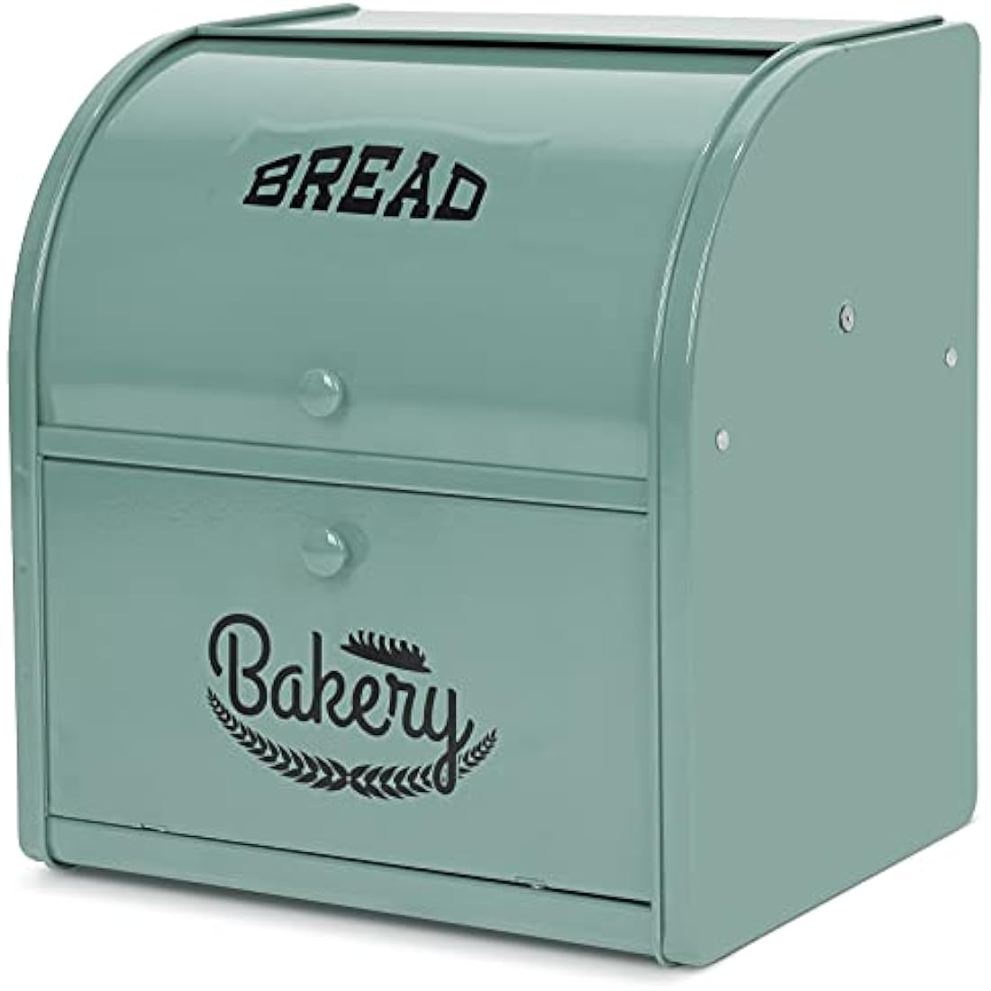 Hossejoy Double Layer Bread Bin - Large Capacity Black Roll Top Bread Box, Kitchen Bread Storage Container with Roll Top Lid, Double Layer Breadbox for Your Kitchen Countertop