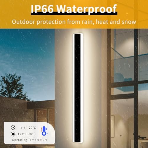 Mikeru 150cm Black Minimalist Outdoor LED Light, 3000k Warm White Light, IP65 Rainproof, Deck, Garden, Villa, Patio, Garage