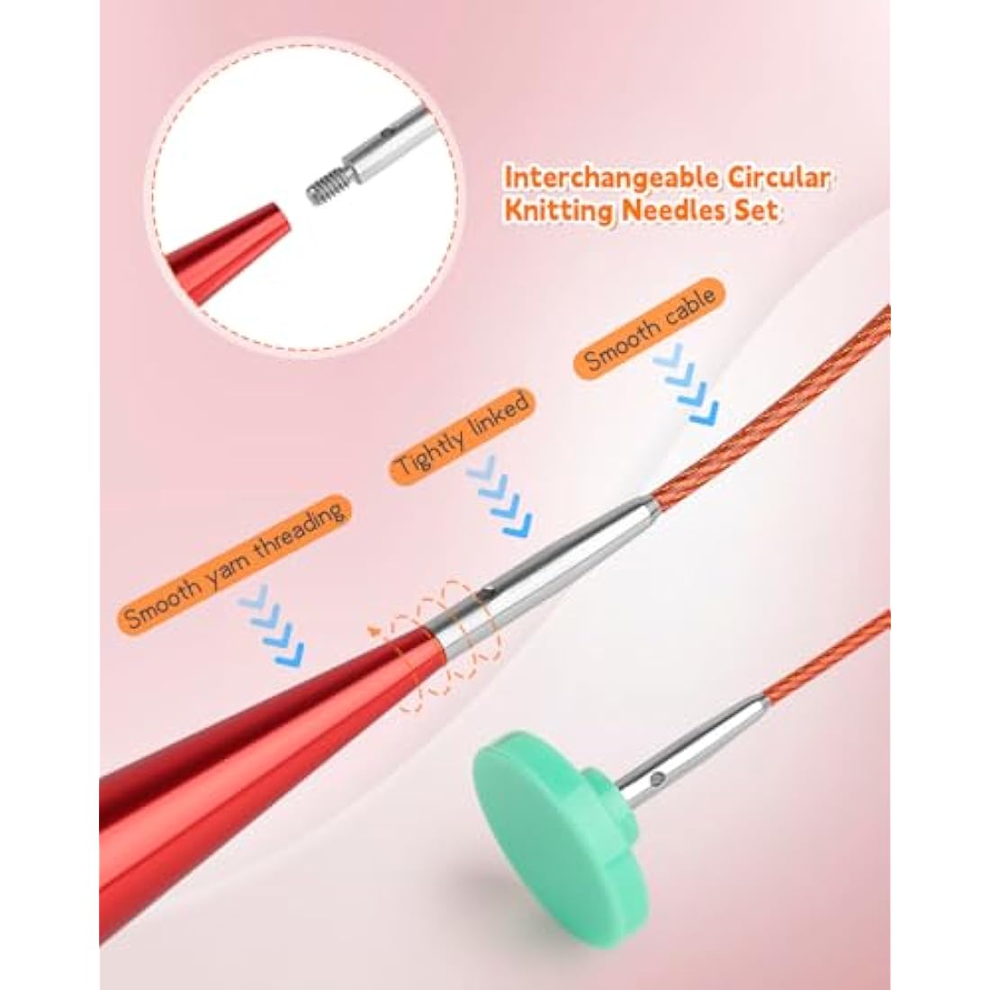Aeelike Circular Knitting Needles, Interchangeable Circular Knitting Needles Set with Case & Accessories, 13 Pairs of Round Knitting Needles 3mm-10mm, Circular Knitting Kit for Beginners Adults